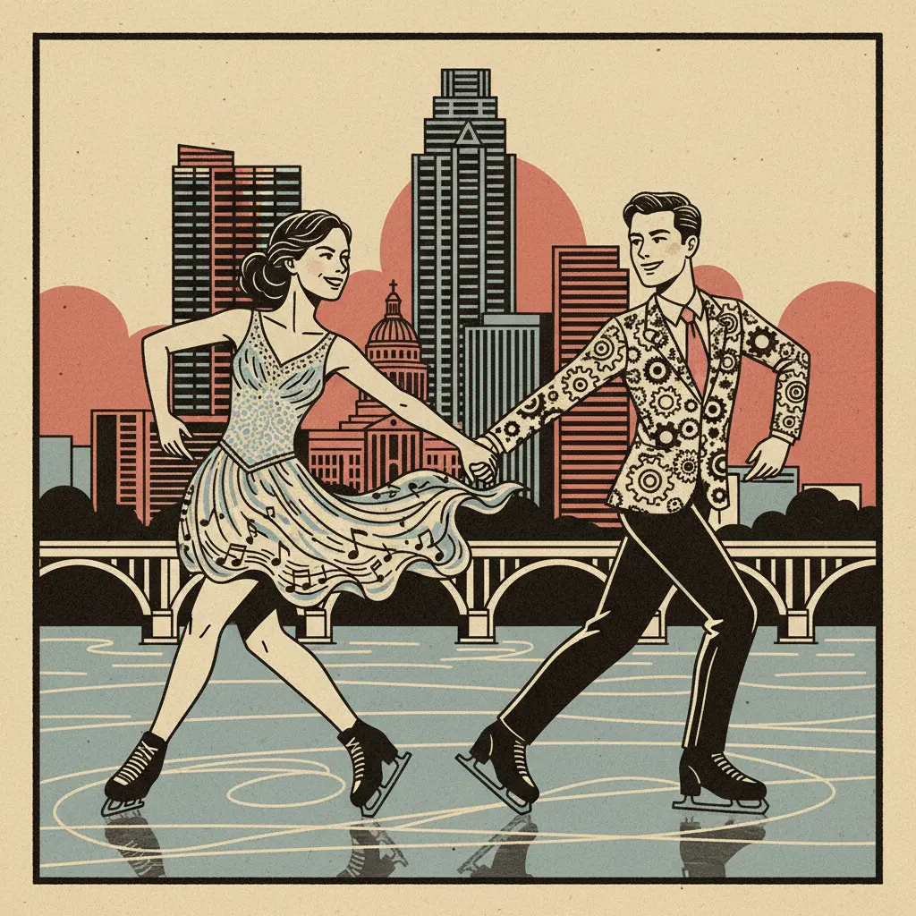Editorial illustration: ICE DANCING: THE ONLY OLYMPIC SPORT WHERE PRETENDING TO LIKE YOUR PARTNER IS MANDATORY