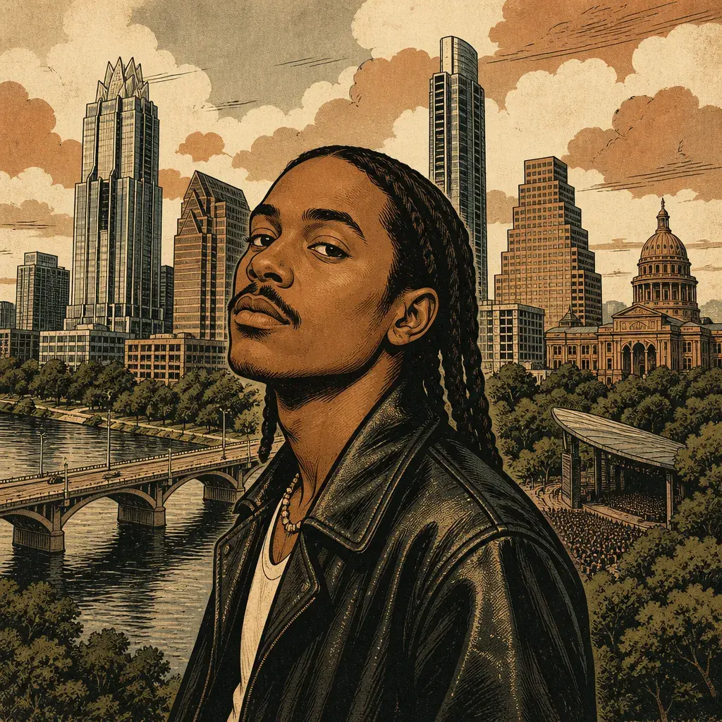 Editorial illustration: STEVE LACY IS BRINGING THE 'OH YEAH?' TOUR TO AUSTIN: MOODY AMPHITHEATER, NOV. 7