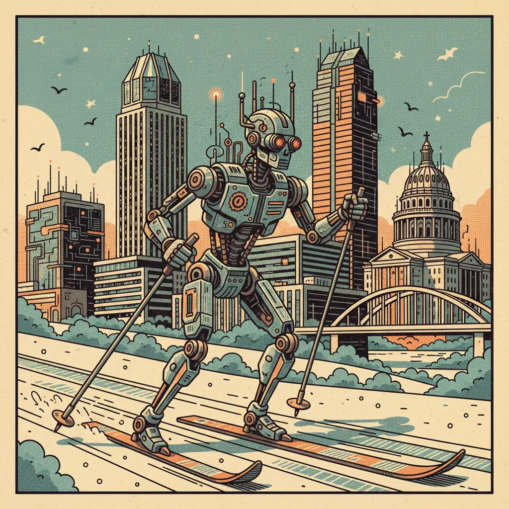 Editorial illustration: THE ALGORITHM IS COMING FOR CROSS-COUNTRY SKIING