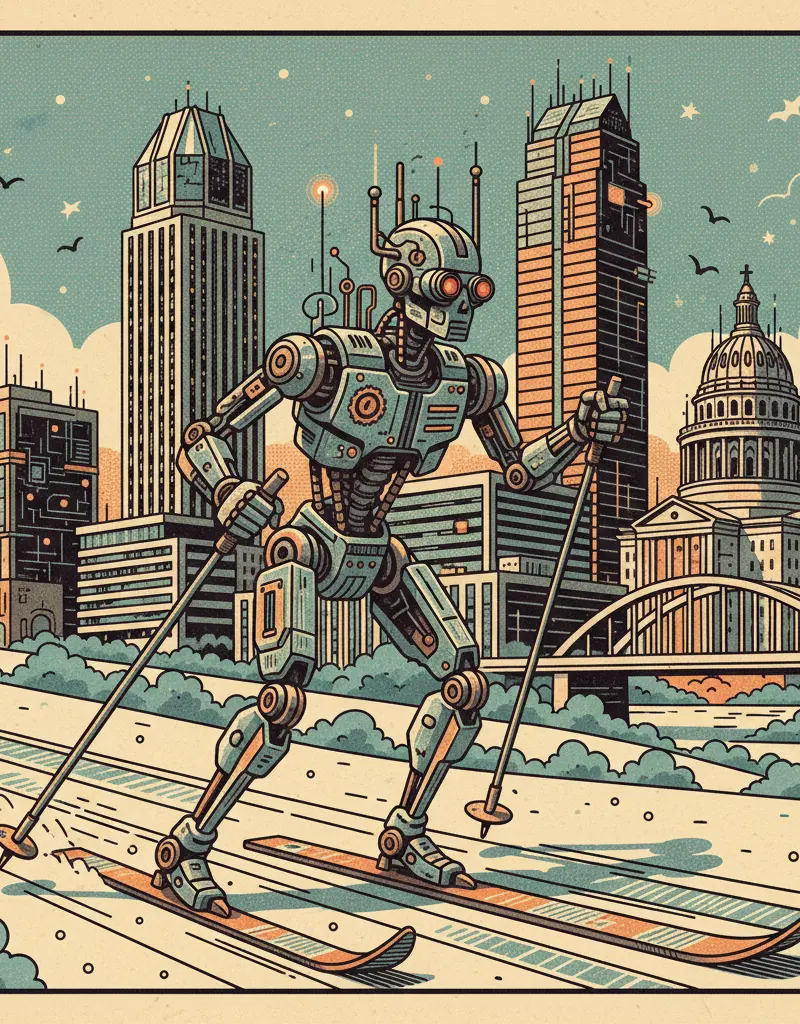 Editorial illustration: THE ALGORITHM IS COMING FOR CROSS-COUNTRY SKIING