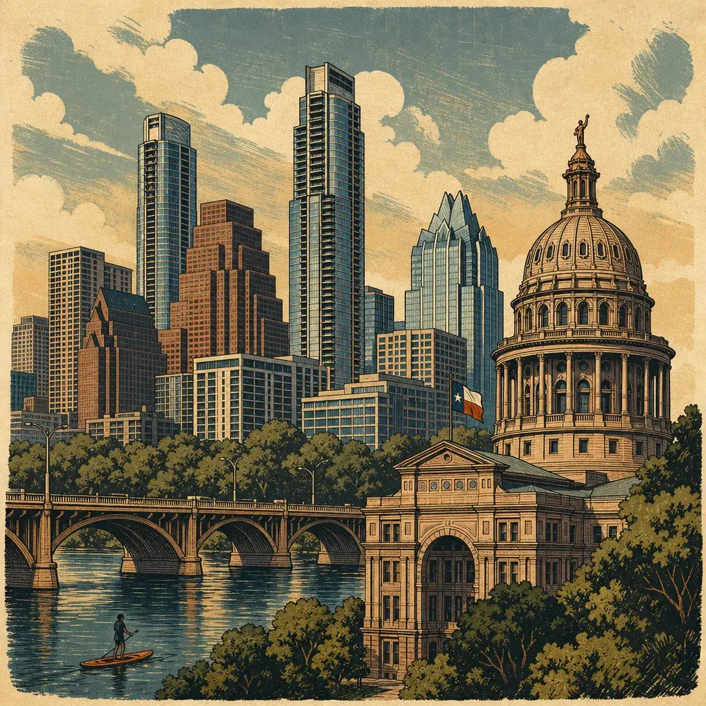 Editorial illustration: THOR'S HAMMER DROPS ON CENTRAL TEXAS: WEEKEND PLANS SMASHED BY THUNDER