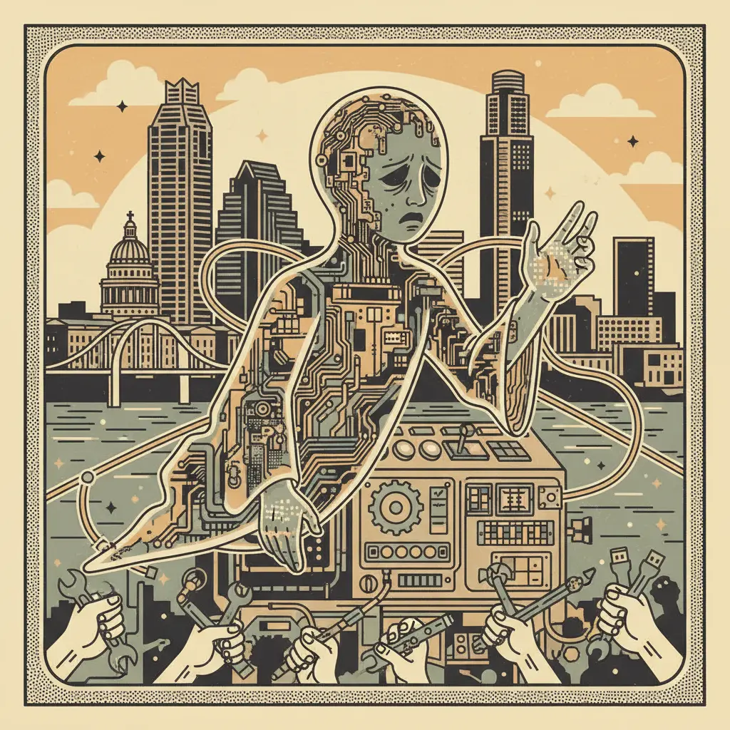 Editorial illustration: THE GHOST IN THE MACHINE NEEDS YOUR HELP