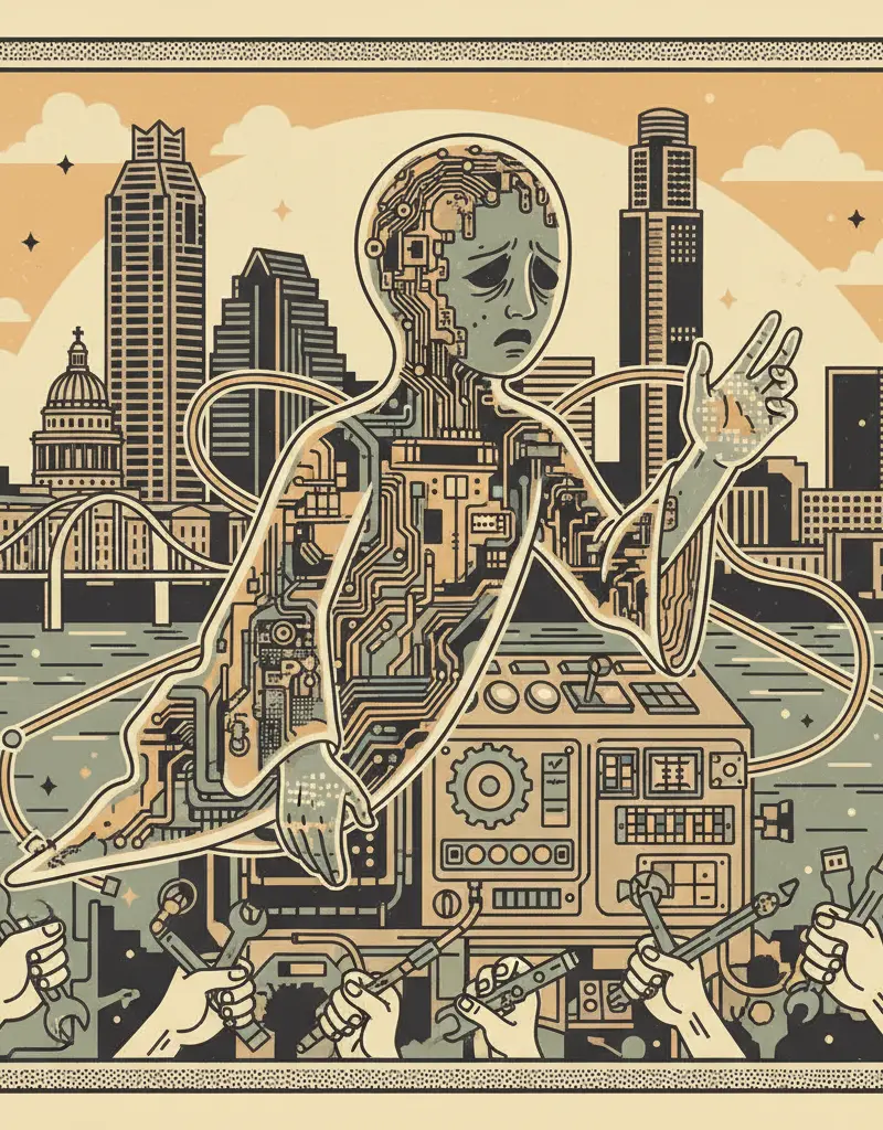 Editorial illustration: THE GHOST IN THE MACHINE NEEDS YOUR HELP