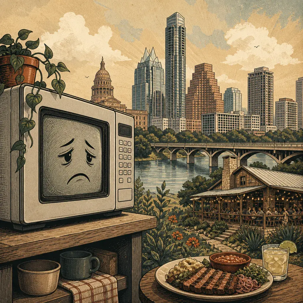 Editorial illustration: 6 HILL COUNTRY RESTAURANTS WORTH THE DRIVE FROM AUSTIN