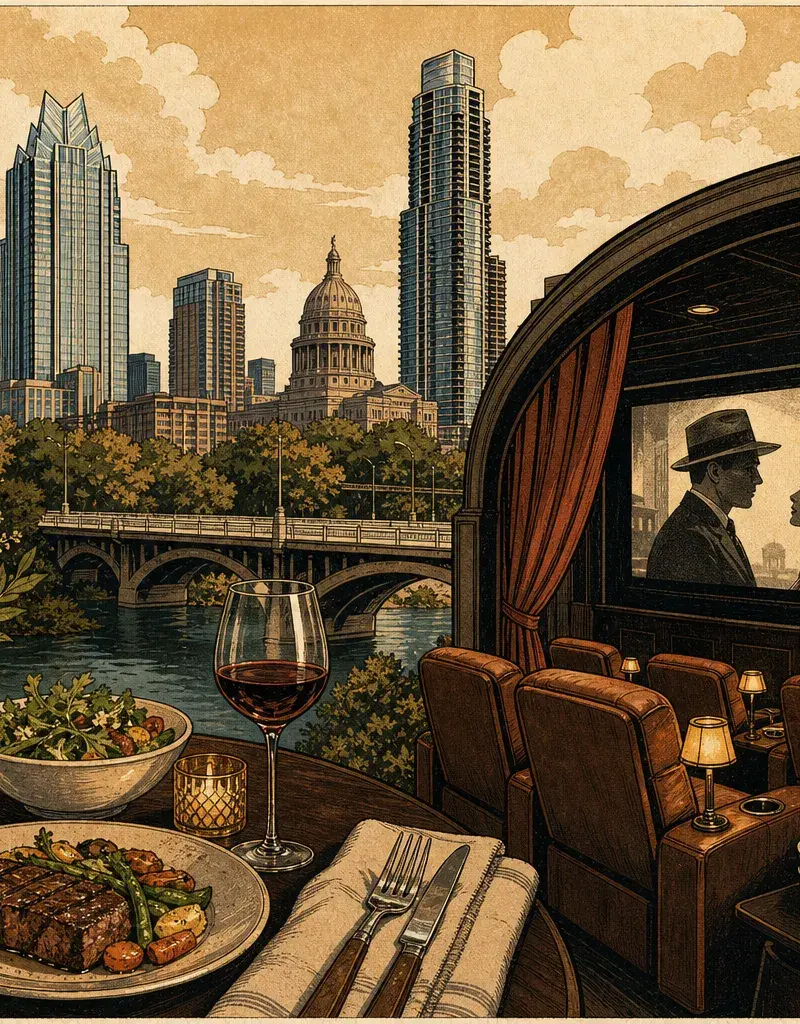 Editorial illustration: EAT FIRST, WATCH SECOND — METRO PRIVATE CINEMA COMES TO THE BAKER SCHOOL IN HYDE PARK, APRIL 2027