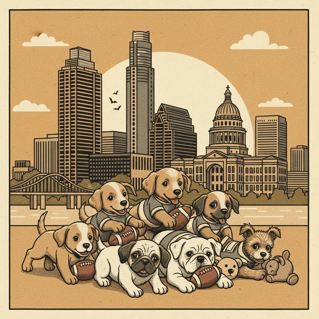 Editorial illustration: PUPPY BOWL: THE ONLY SPORTING EVENT WHERE EVERYONE WINS