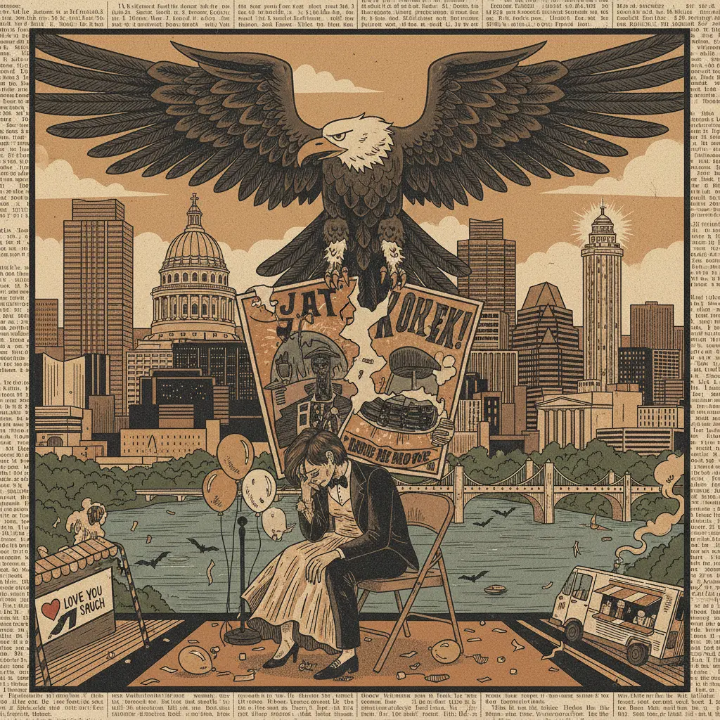 Editorial illustration: PROM NIGHT CANCELLED: EAGLES CONCERT PROVES ONCE AGAIN THAT LIFE IS UNFAIR