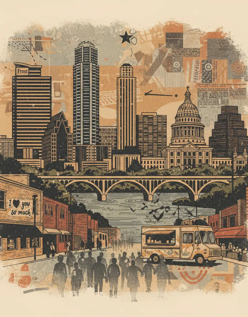 Editorial illustration: THE LAST TIME A DEMOCRAT WON STATE SENATE WAS BEFORE HALF OF AUSTIN WAS BORN