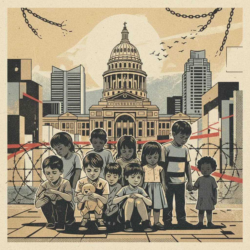 Editorial illustration: KIDS IN CAGES, NOW WITH FEELINGS