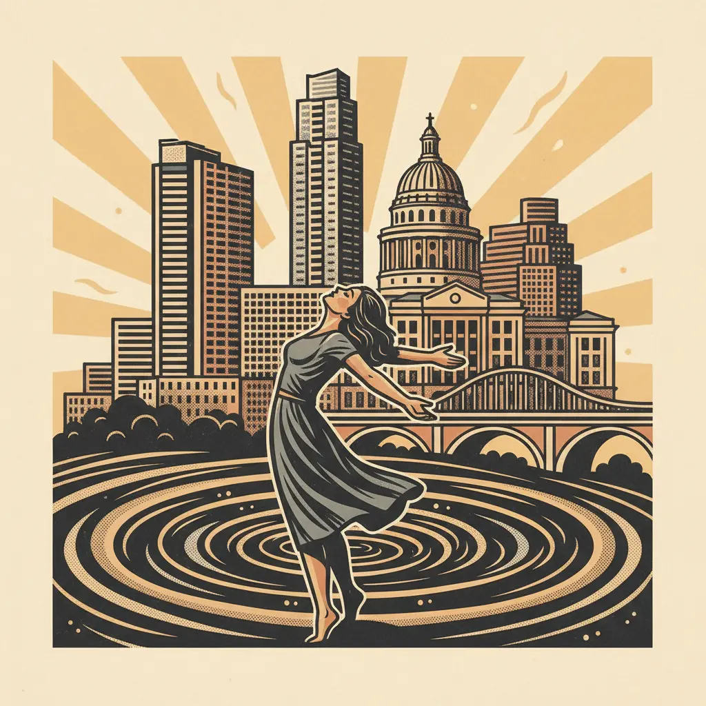 Editorial illustration: THE VOID RETURNS WOMAN, AUSTIN BREATHE A SIGH OF RELIEF