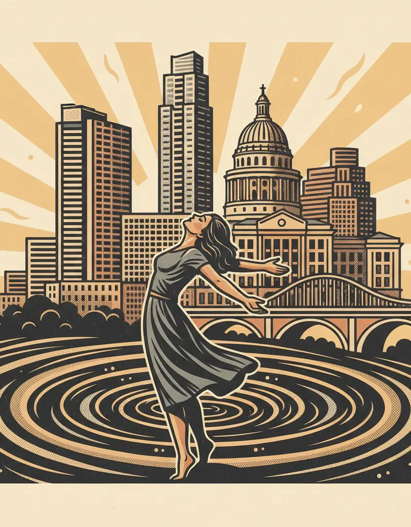 Editorial illustration: THE VOID RETURNS WOMAN, AUSTIN BREATHE A SIGH OF RELIEF