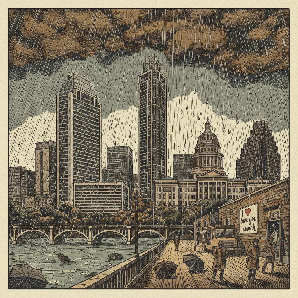 Editorial illustration: PREPARE TO CANCEL YOUR HALF-BAKED WEEKEND PLANS: THE SKY IS CRYING