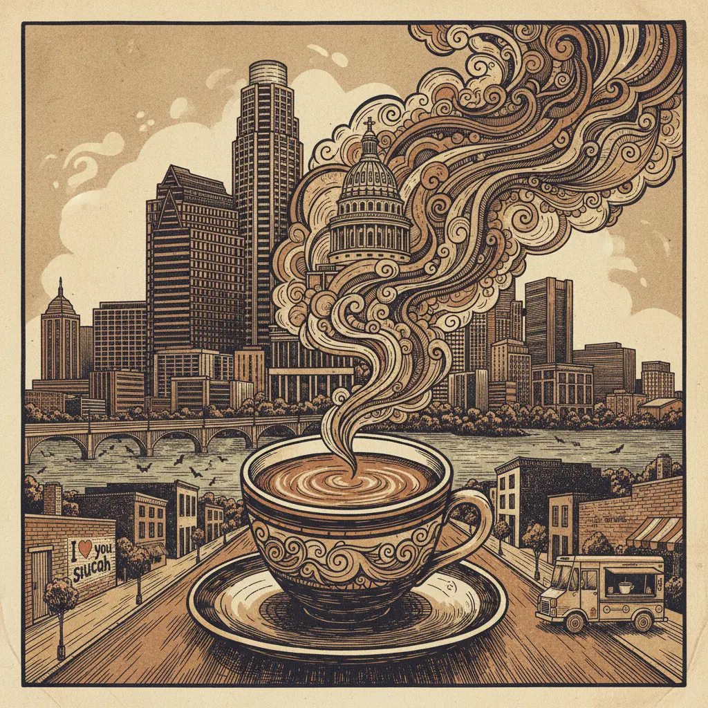 Editorial illustration: TRADE YOUR EXISTENTIAL DREAD FOR CAFFEINE AND CARDAMOM AT SOUNDRA ROASTERY & CHAI