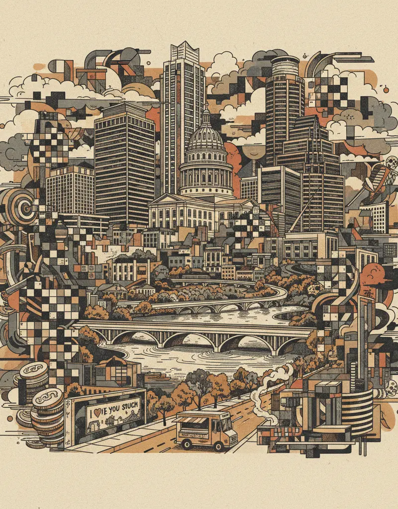 Editorial illustration: DEATH, TAXES, AND THE AUSTIN CHRONICLE CROSSWORD