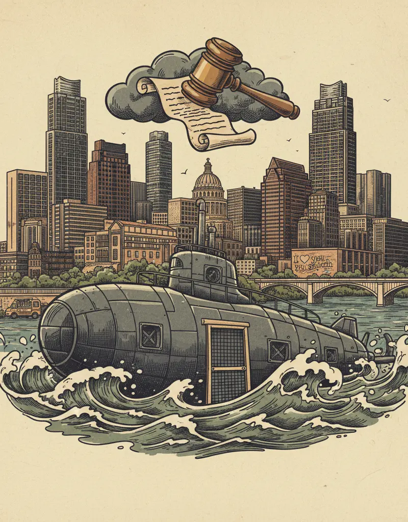 Editorial illustration: SUPREME COURT DECLARES TRUMP'S TARIFFS AS LEGAL AS A SCREEN DOOR ON A SUBMARINE