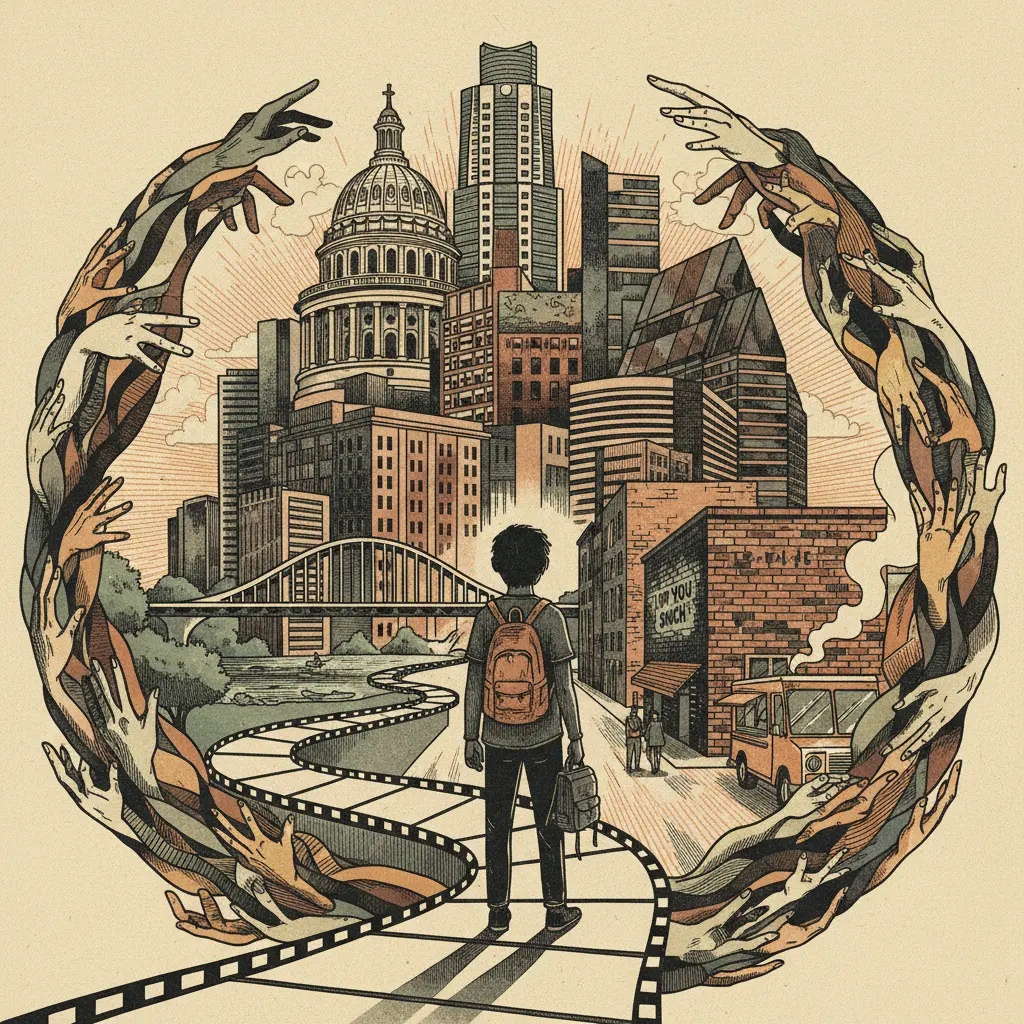 Editorial illustration: TEEN'S QUEST FOR A FOREVER HOME: A REALITY SHOW MORE REAL THAN REALITY ITSELF