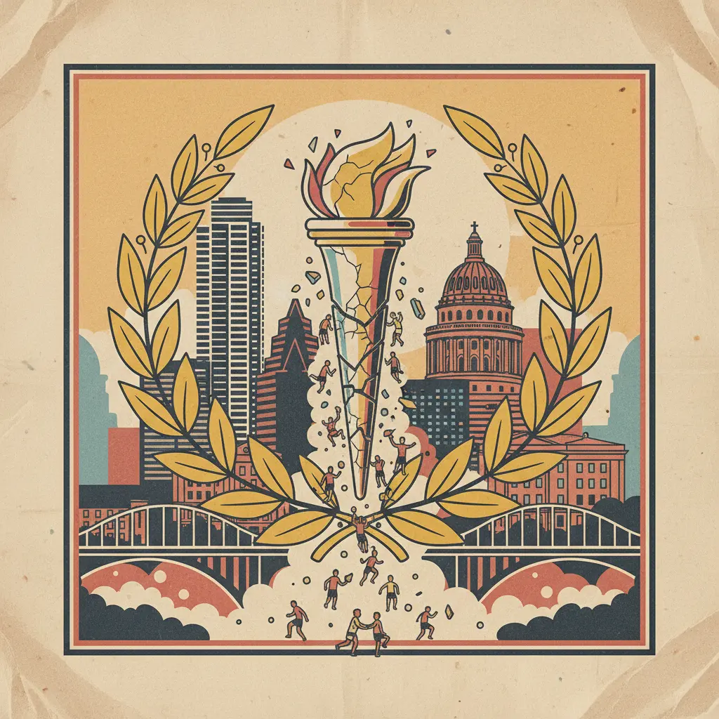 Editorial illustration: THE OLYMPIC DREAM: NOW WITH MORE FRAGILITY