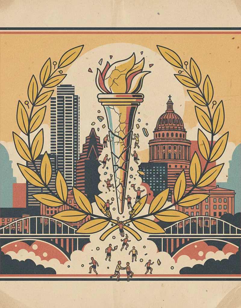 Editorial illustration: THE OLYMPIC DREAM: NOW WITH MORE FRAGILITY