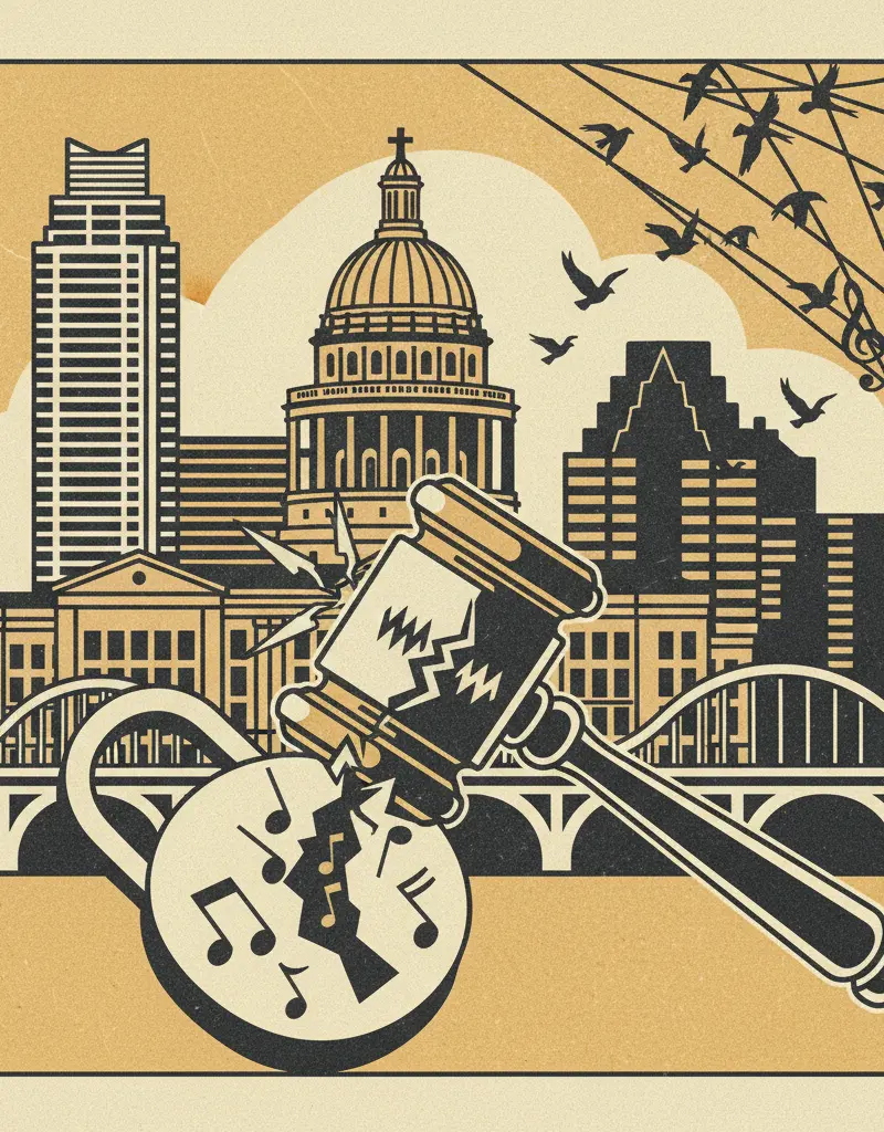 Editorial illustration: THE SOUND OF FREEDOM IS NOW A MISDEMEANOR