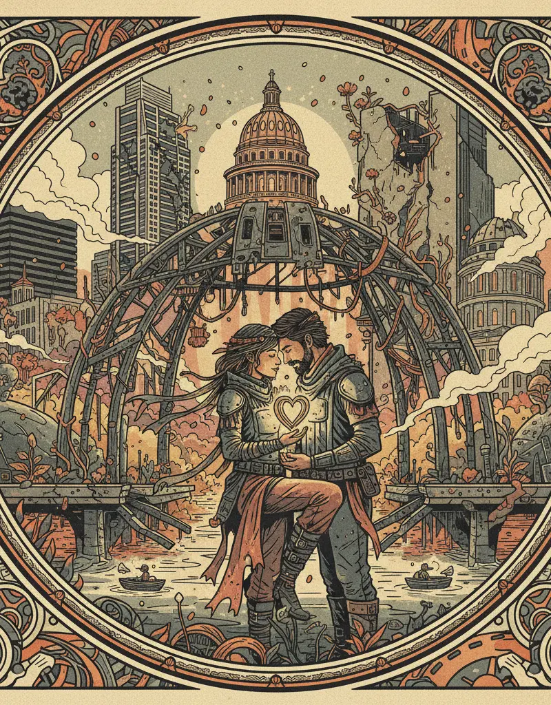 Editorial illustration: LOVE IN THE AGE OF APOCALYPSE: A TEMPLE TALE