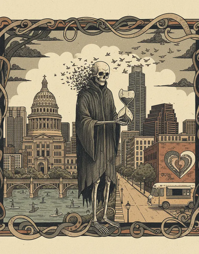 Editorial illustration: LIL POPPA'S GONE: ANOTHER REMINDER THAT MORTALITY IS UNDEFEATED