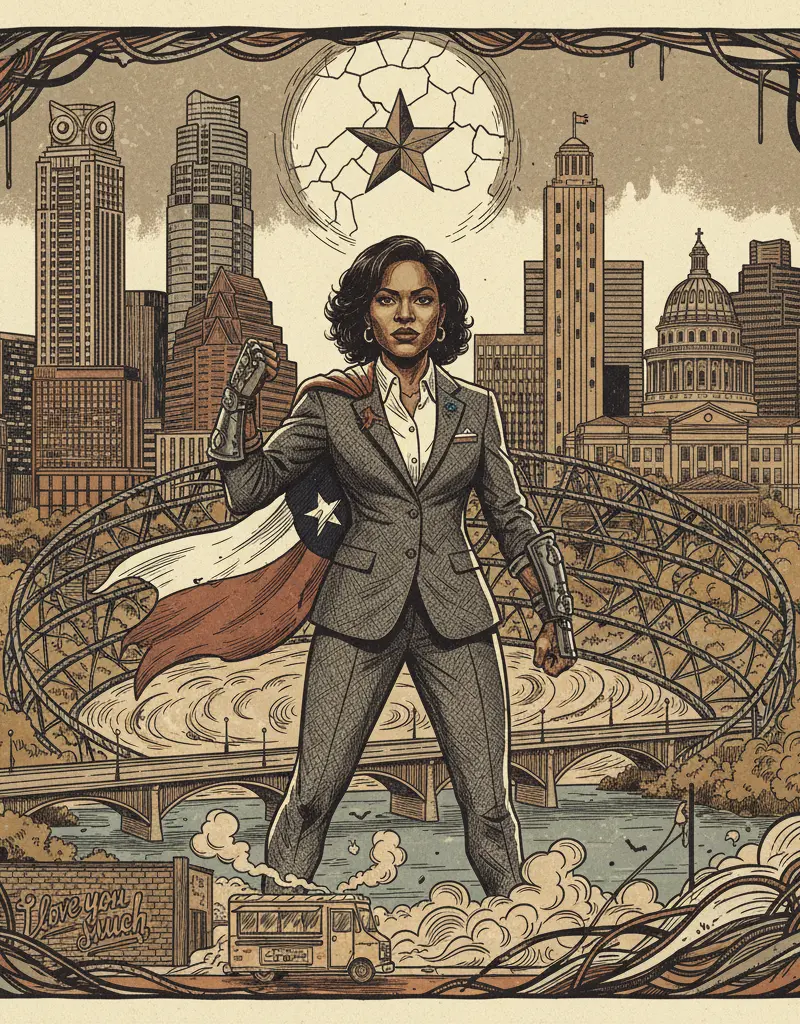 Editorial illustration: JASMINE CROCKETT ENTERS THE THUNDERDOME: FIGHTING FOR A SENATE SEAT IN TEXAS