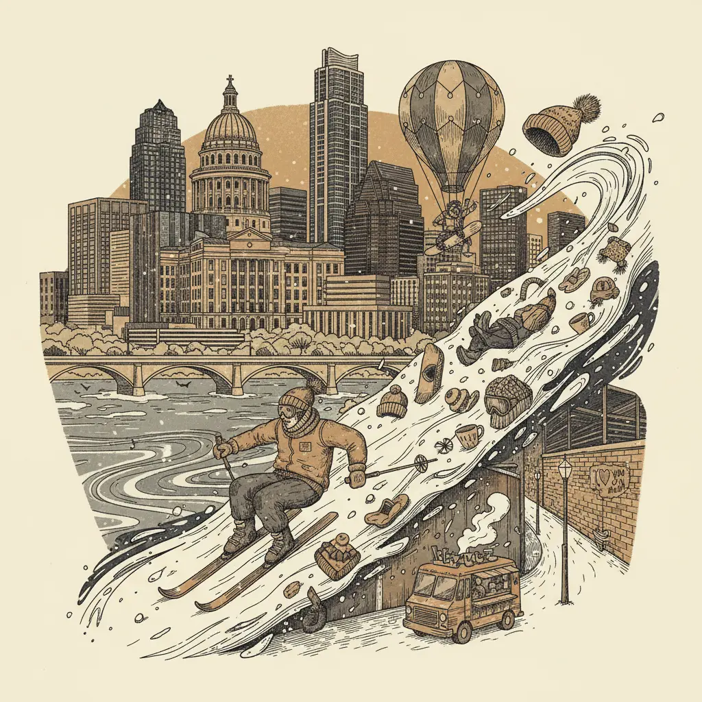 Editorial illustration: SLIDING INTO OBSCURITY: A GUIDE TO WINTER SPORTS YOU'LL FORGET BY SPRING