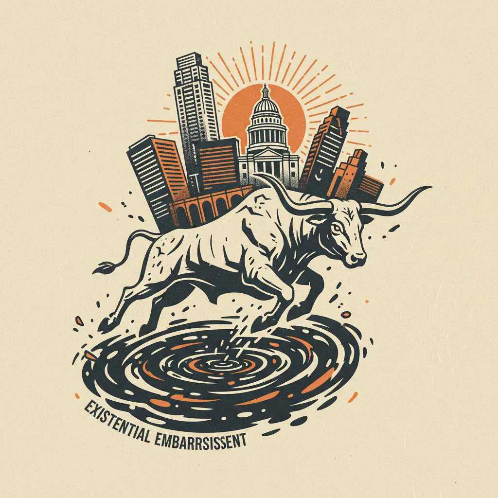 Editorial illustration: THE LONGHORNS ESCAPE EXISTENTIAL EMBARRASSMENT