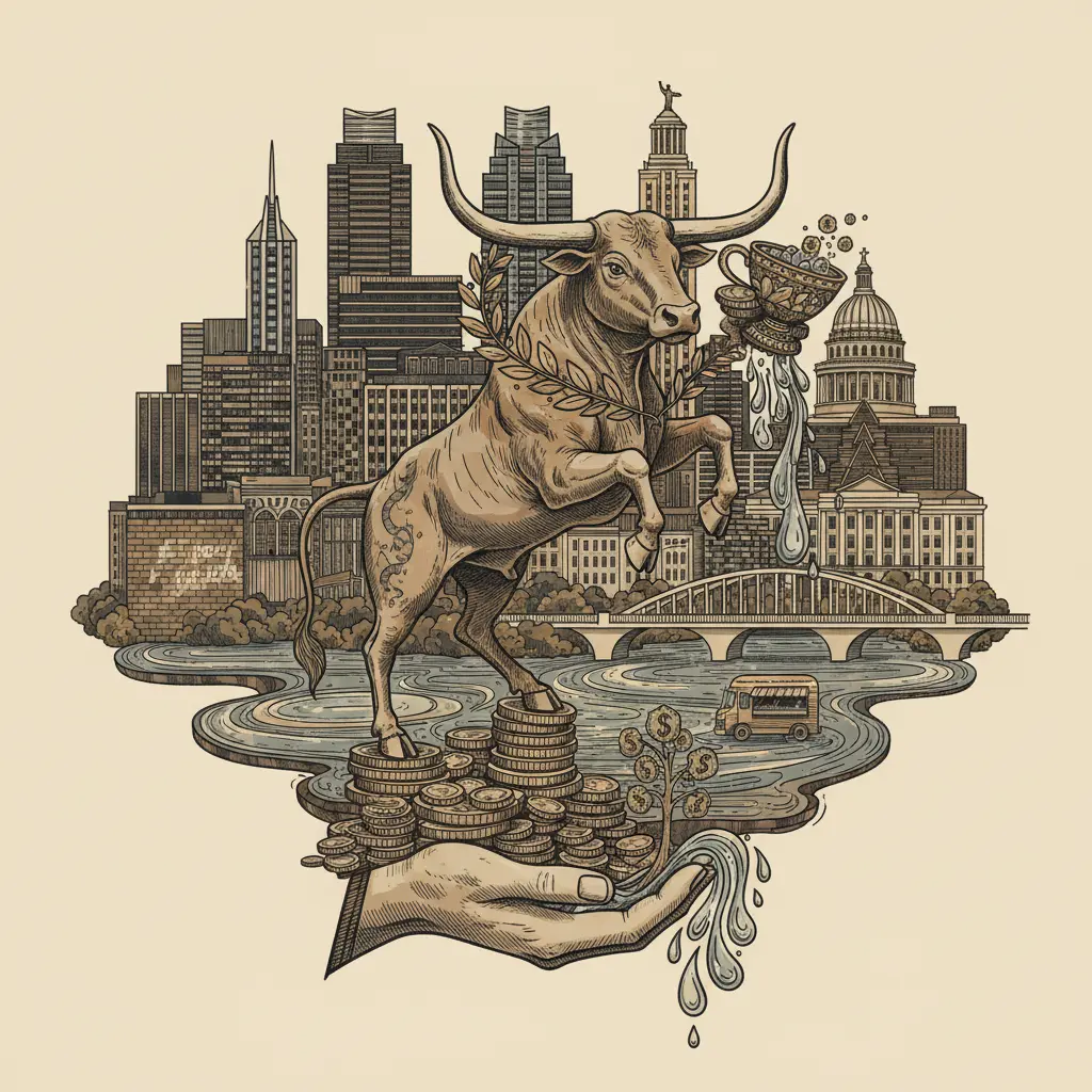 Editorial illustration: TEXAS WINS THE GOVERNOR'S CUP: CELEBRATE ECONOMIC GROWTH WHILE SIPPING TAP WATER