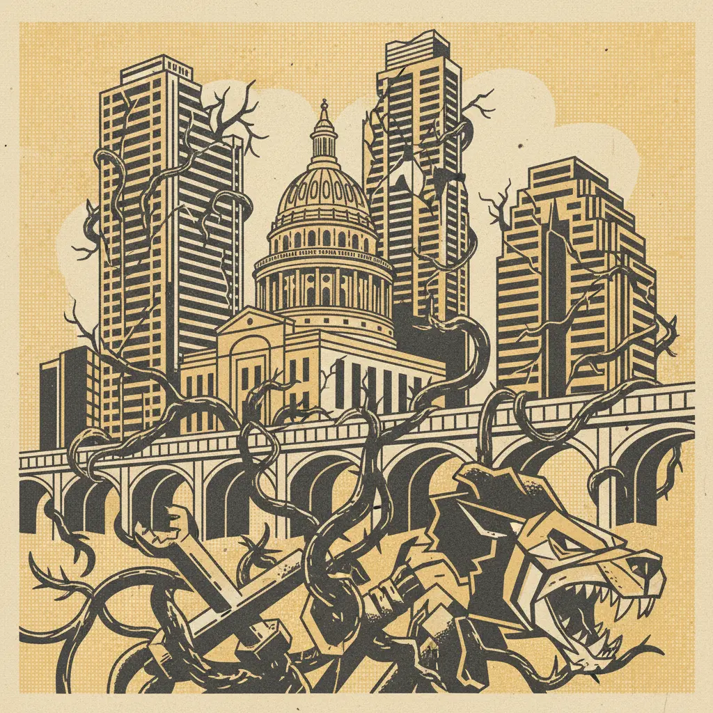 Editorial illustration: VIOLENCE FINDS A WAY