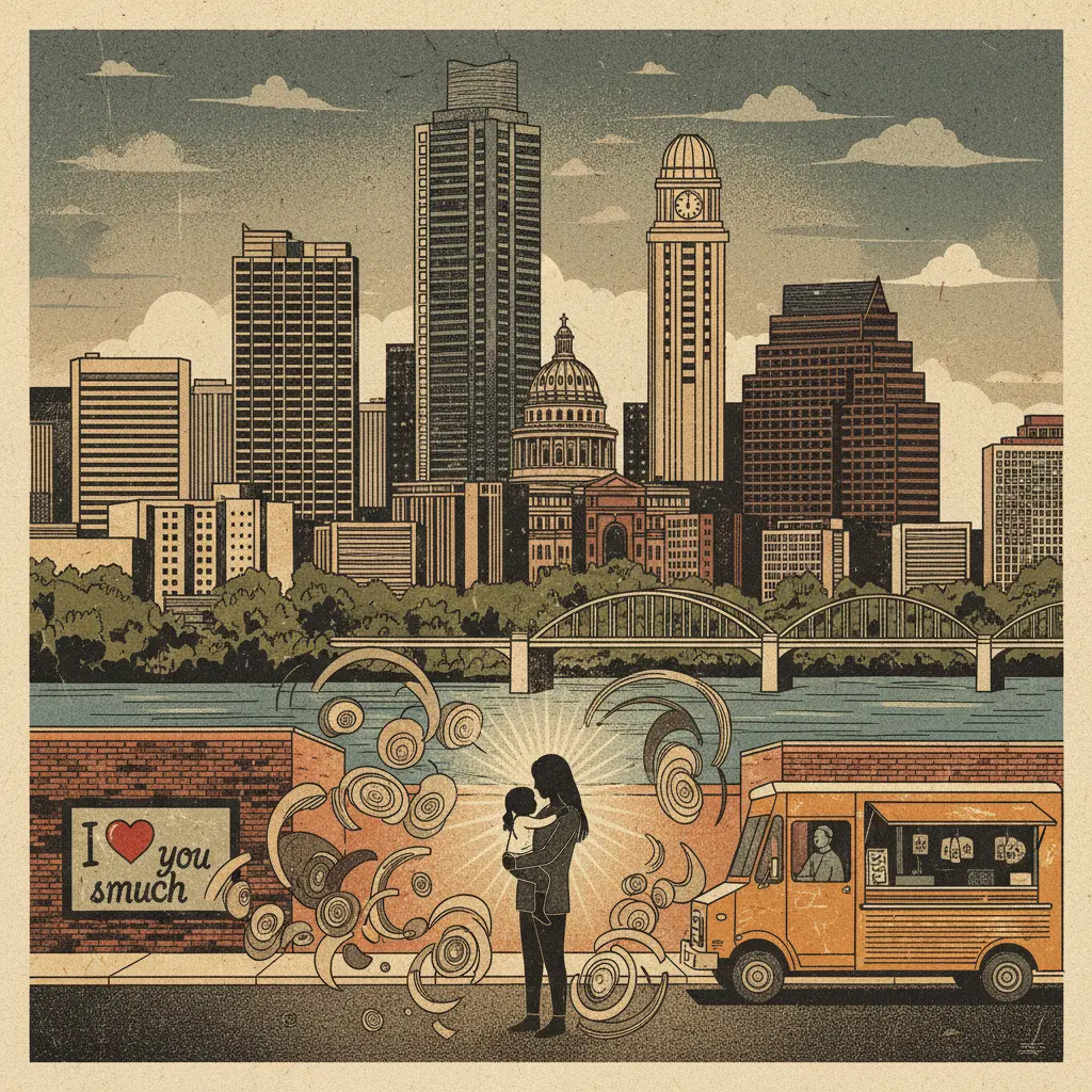 Editorial illustration: AUSTIN'S COLLECTIVE PANIC ATTACK ENDS AS MISSING TODDLER FOUND