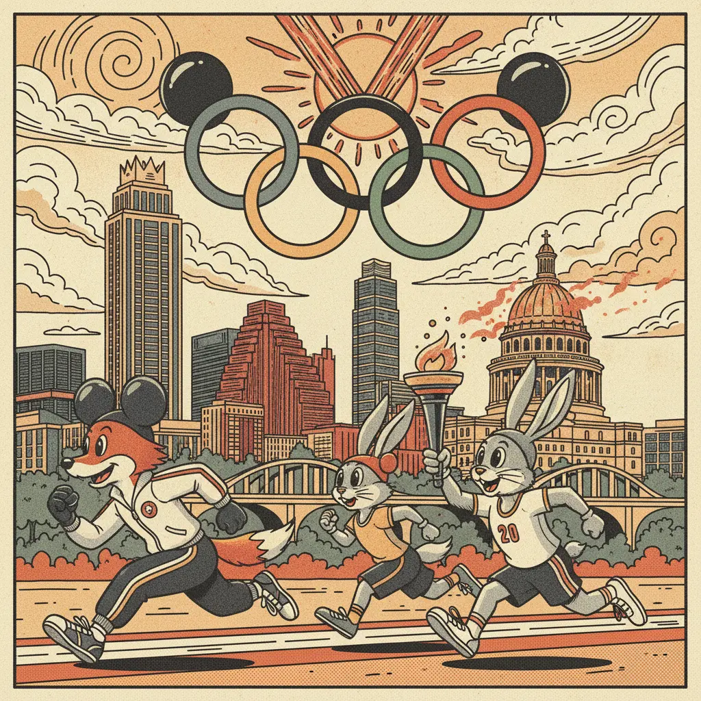 Editorial illustration: FURRY BAIT: THE OLYMPICS GO FULL DISNEY