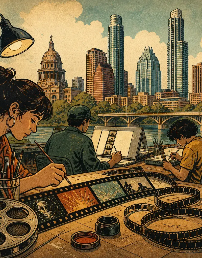 Editorial illustration: FILM STRIP CLUB AT HOWSON LIBRARY: DRAW, PAINT AND SCRATCH 16MM FILM FOR FREE