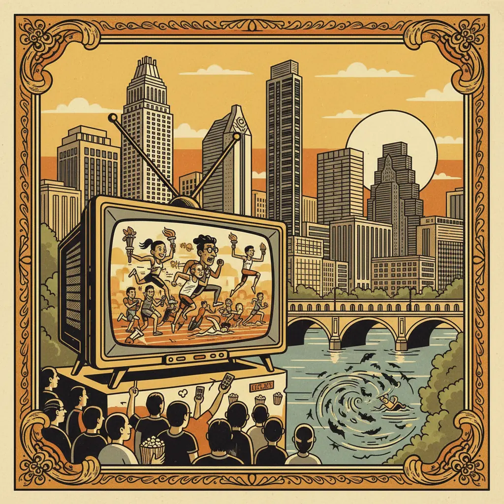 Editorial illustration: THE OLYMPICS: A REALITY SHOW WITH ACTUAL STAKES