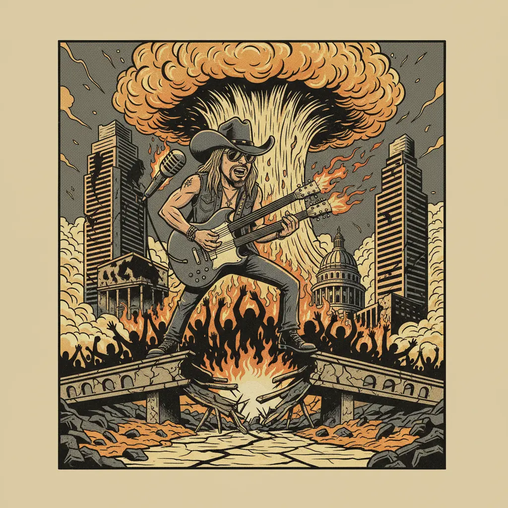 Editorial illustration: KID ROCK HEADLINES THE APOCALYPSE
