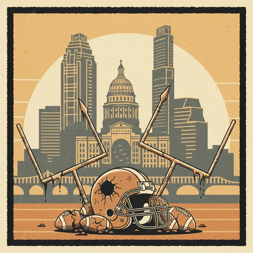 Editorial illustration: SUPER BOWL 60: WHEN OFFENSE GOES TO DIE