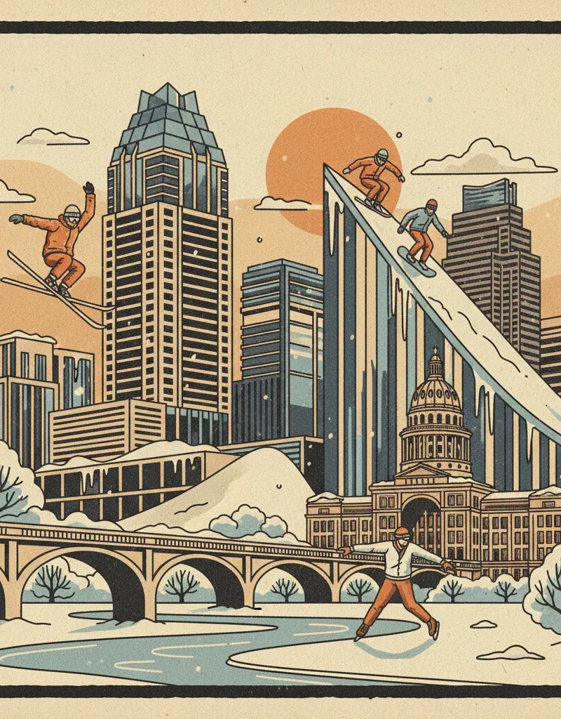 Editorial illustration: AMERICA REMEMBERS WINTER SPORTS EXIST