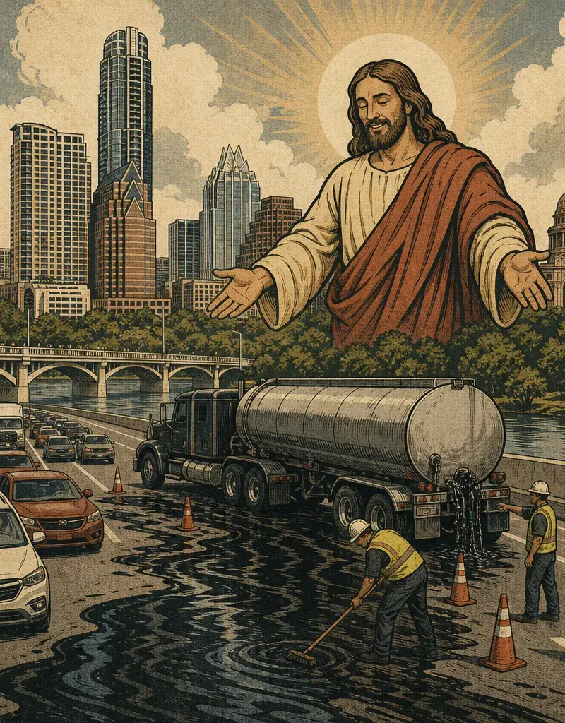GOD LOVES TRAFFIC: NORTHBOUND I-35 SOUTH OF GRAND AVE PARKWAY SHUT AFTER DIESEL SPILL