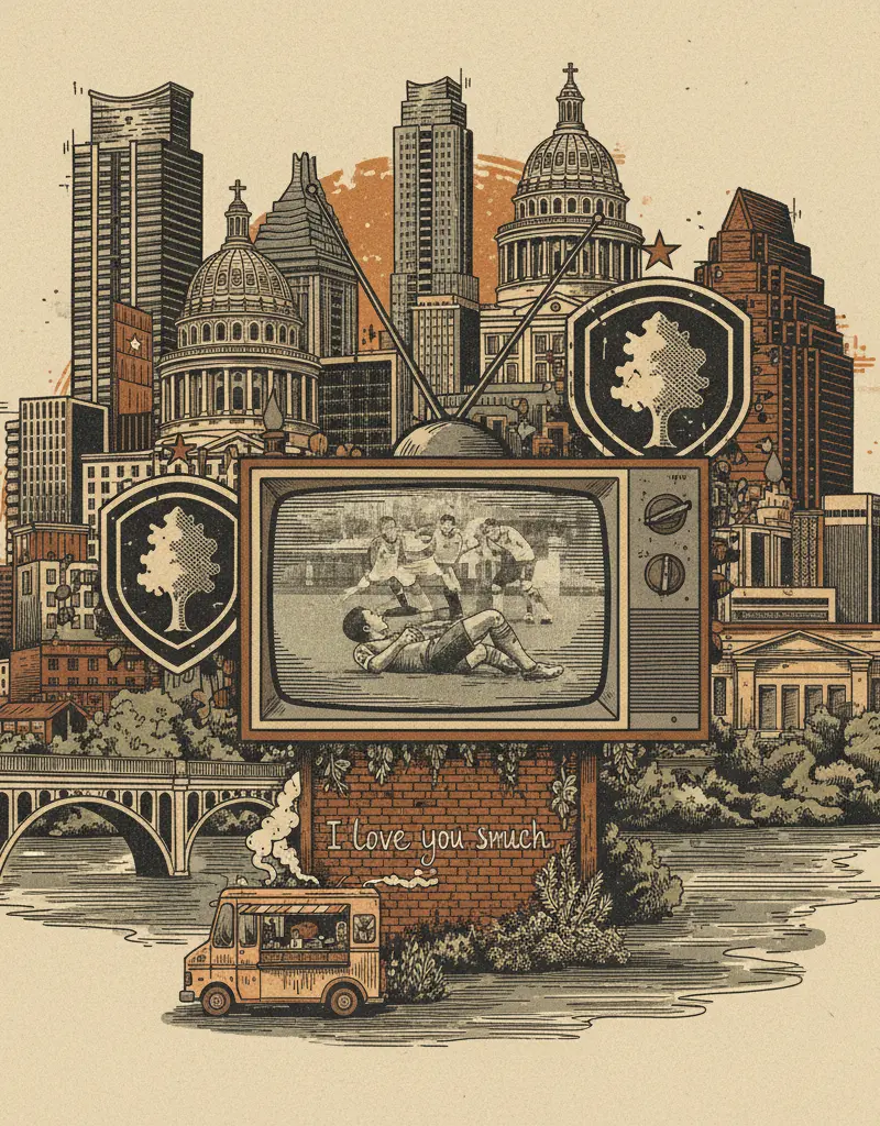 Editorial illustration: WATCH AUSTIN FC LOSE IN GLORIOUS STANDARD DEFINITION ON KBVO