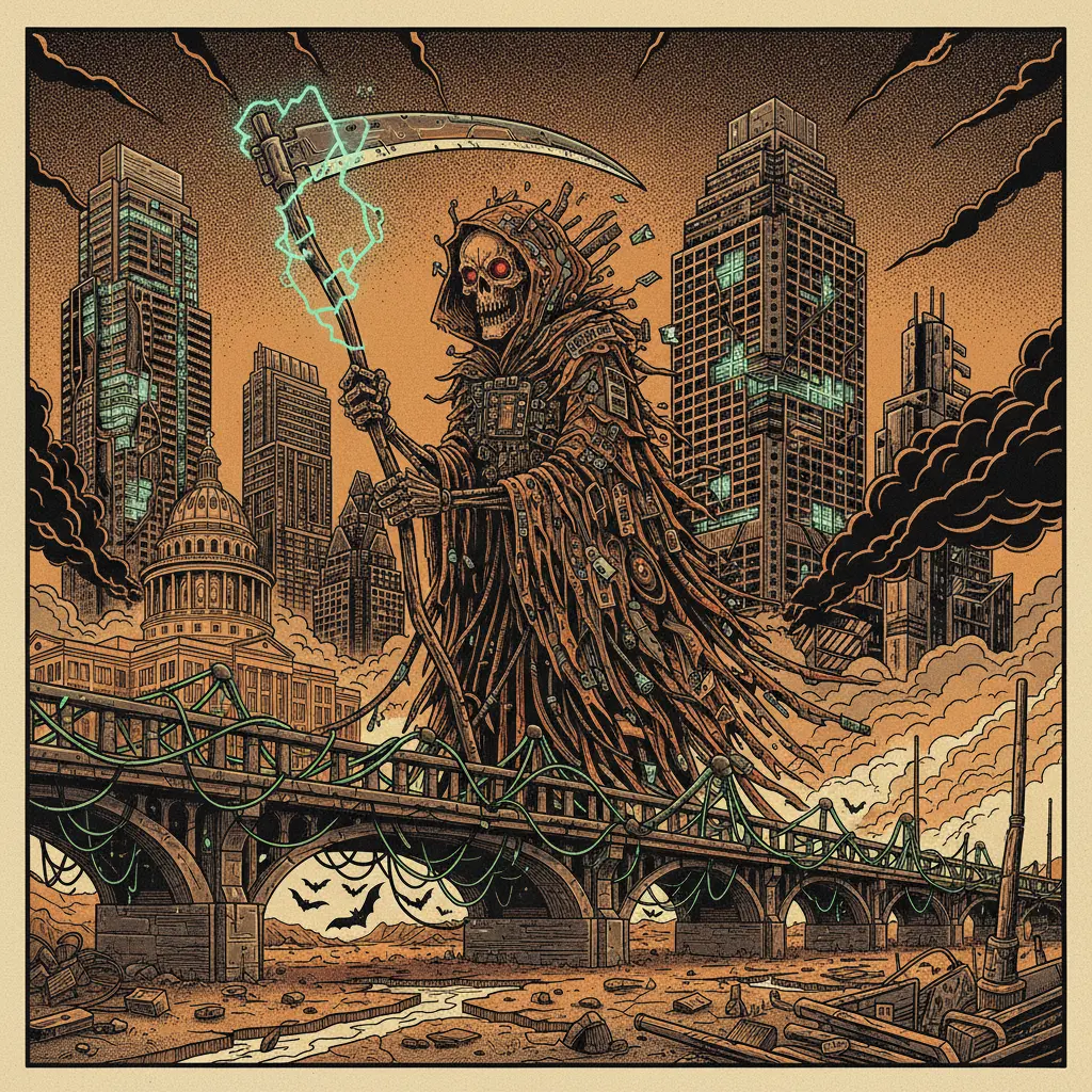 Editorial illustration: NIGHTMARE FUEL: NORTH AUSTIN'S GRIM REBOOT