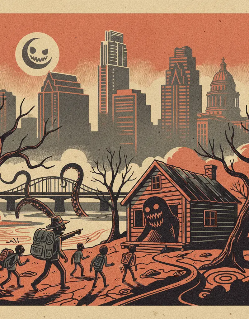Editorial illustration: SUMMER CAMP HORROR STORY JUST DROPPED