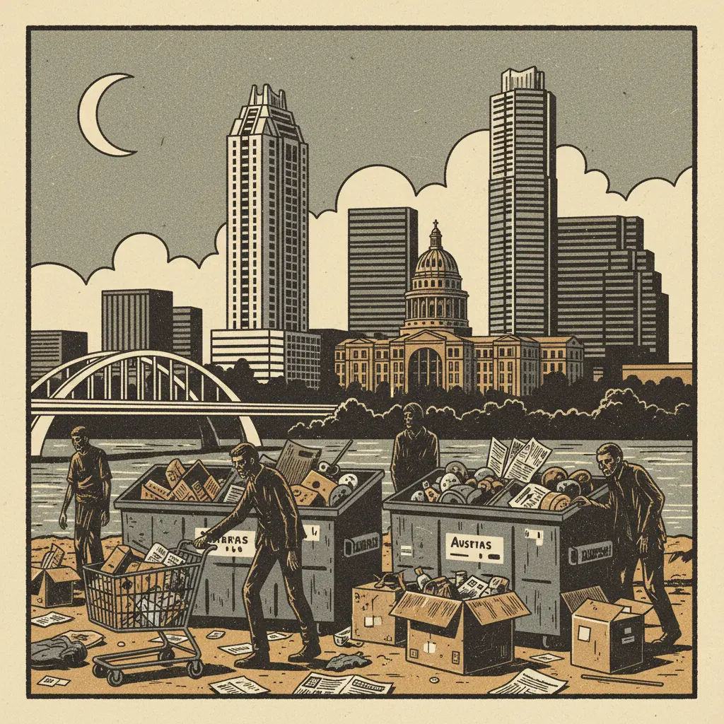 Editorial illustration: NIGHT OF THE LIVING HOMELESS: DUMPSTER EDITION