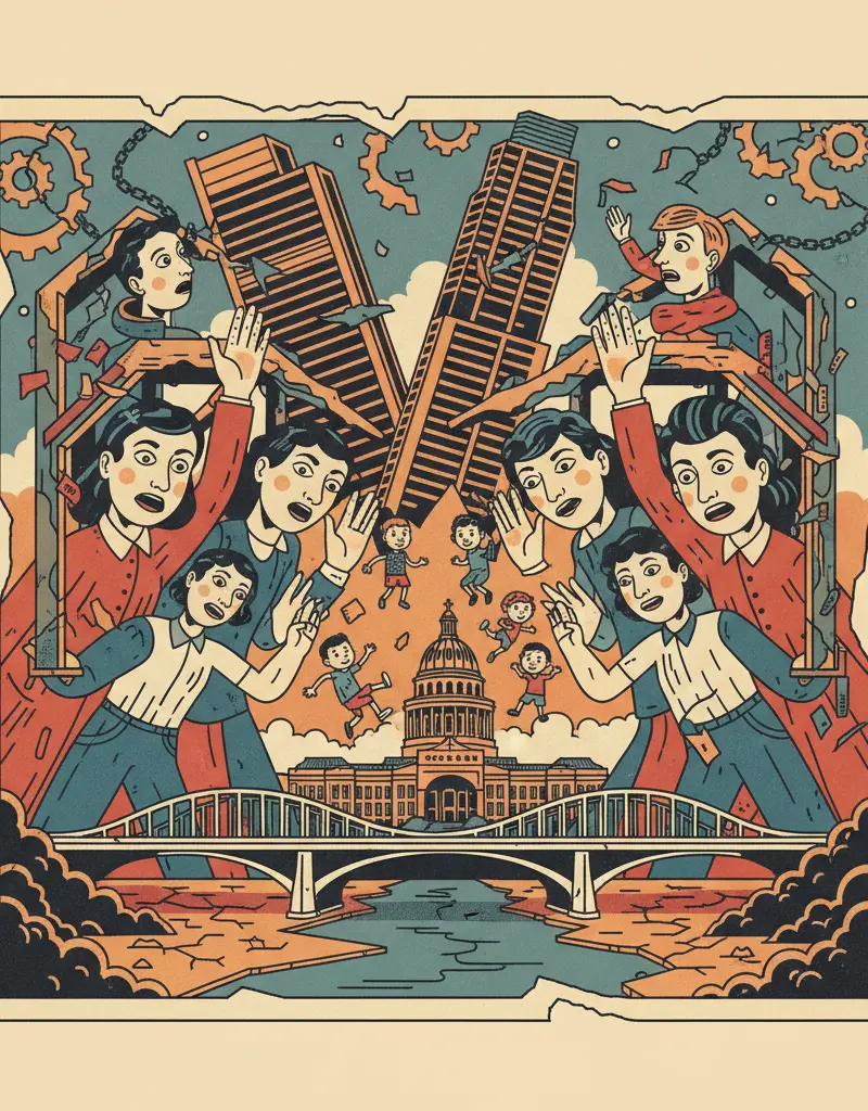 Editorial illustration: TRUSTING ADULTS TO PROTECT CHILDREN REMAINS A FAILED SOCIAL EXPERIMENT