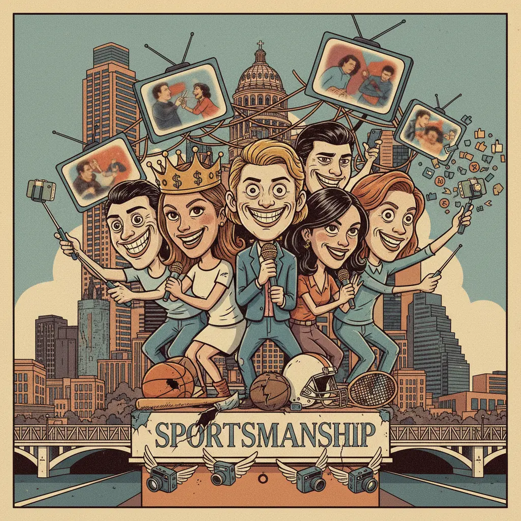 Editorial illustration: SPORTSMANSHIP IS DEAD; REALITY TV HAS WON