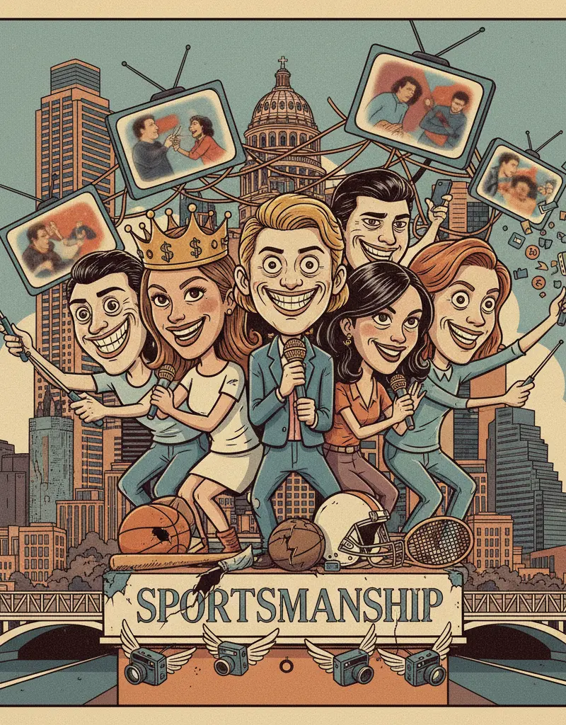 Editorial illustration: SPORTSMANSHIP IS DEAD; REALITY TV HAS WON
