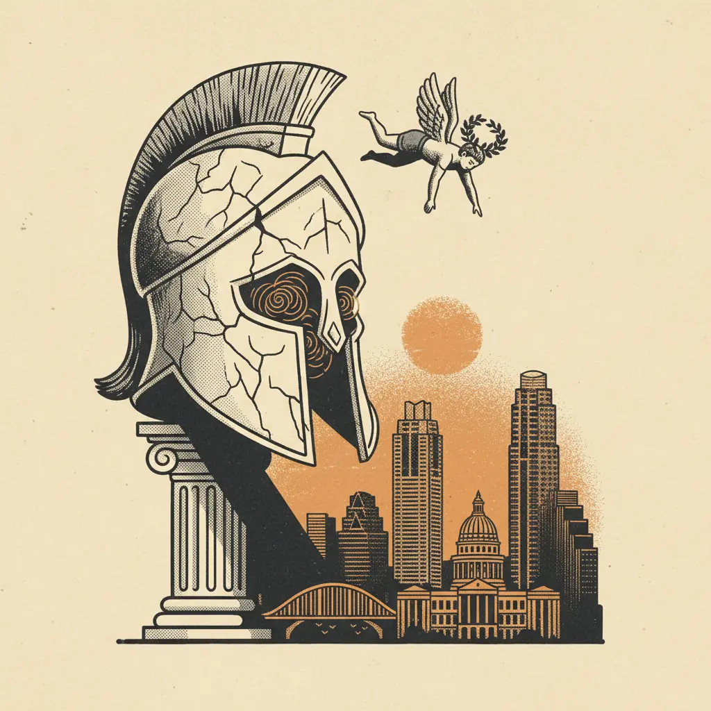 Editorial illustration: HELMET OF DISCONTENT: OLYMPIC EDITION