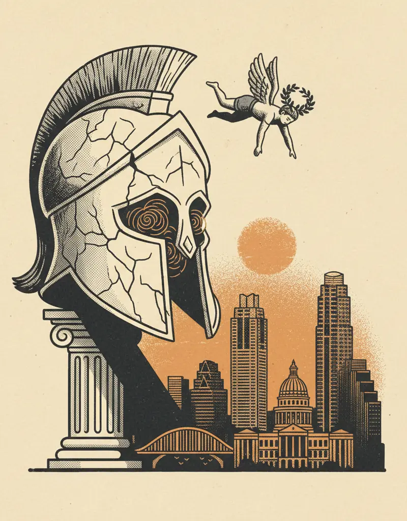 Editorial illustration: HELMET OF DISCONTENT: OLYMPIC EDITION