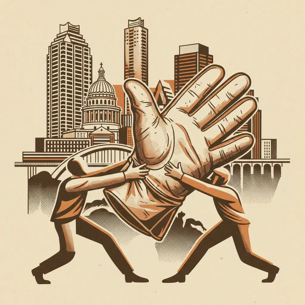 Editorial illustration: THE GLOVE DON'T FIT. OR DOES IT?
