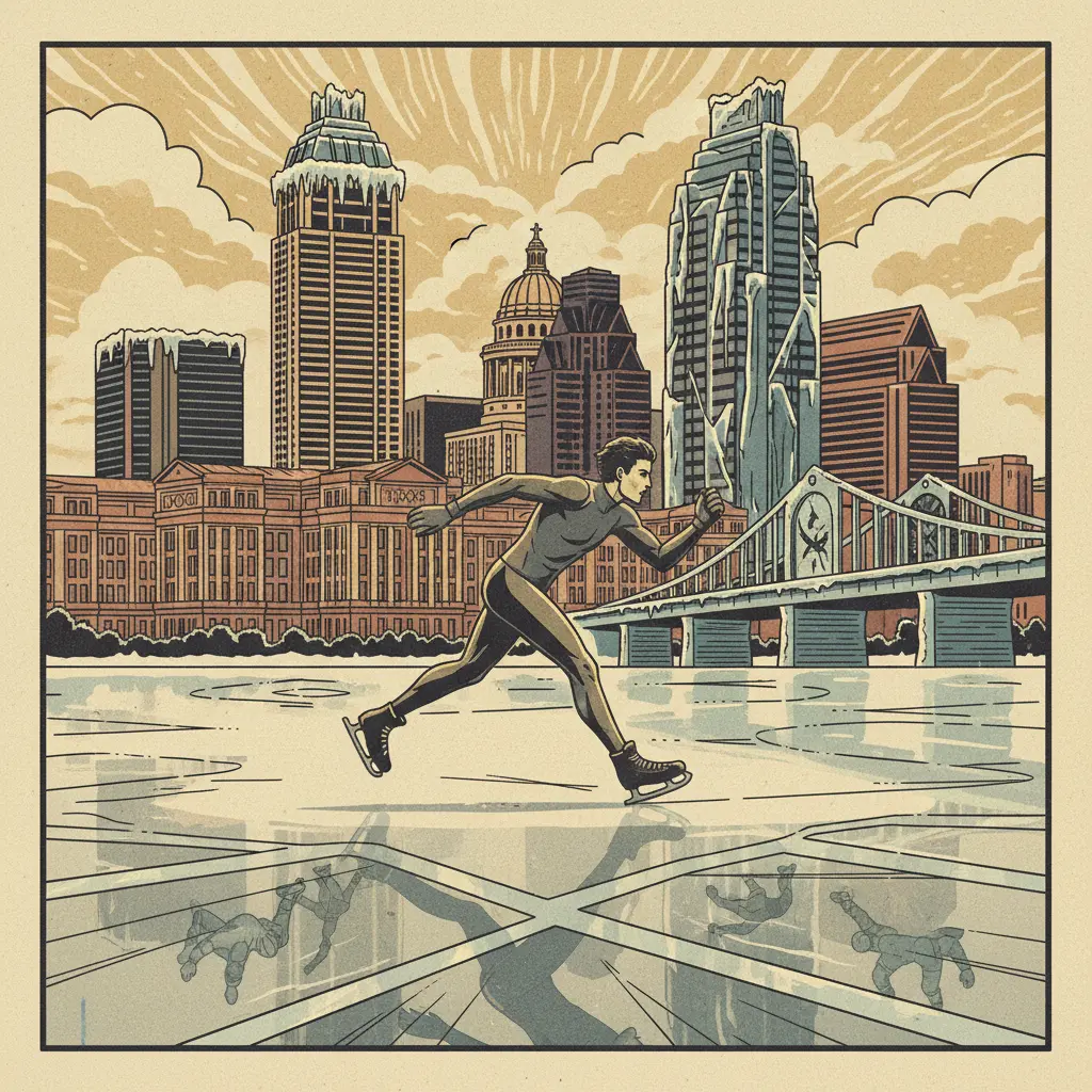 Editorial illustration: FROZEN HOPES: CHASING GLORY ON THIN ICE