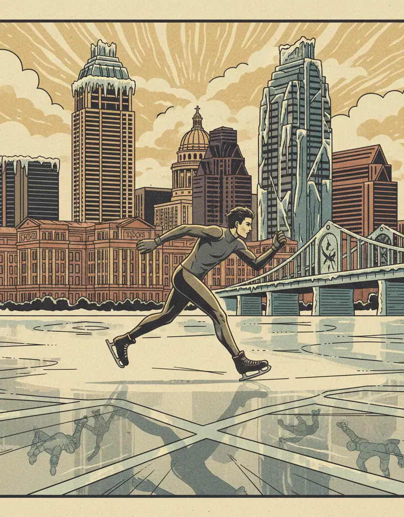 Editorial illustration: FROZEN HOPES: CHASING GLORY ON THIN ICE